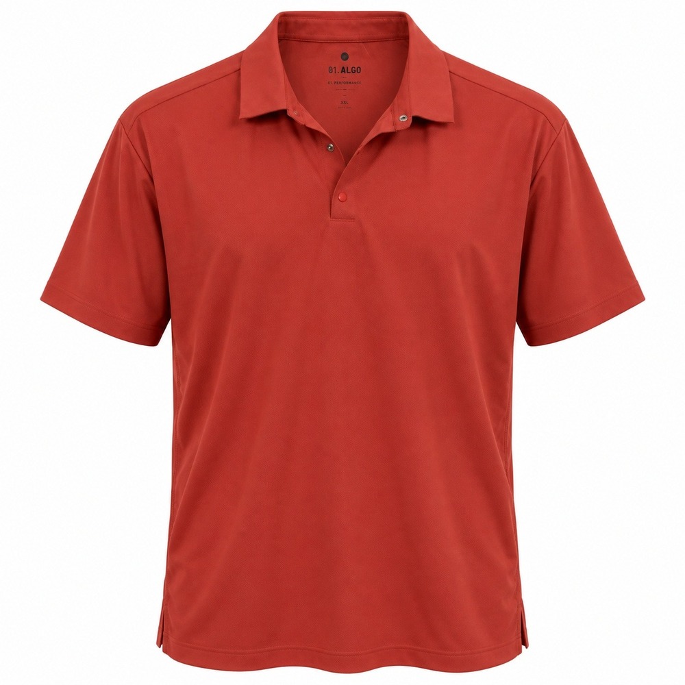 01.Algo Mens Performance Pique Golf Polo Red XXL Moisture Wicking Short Sleeve
